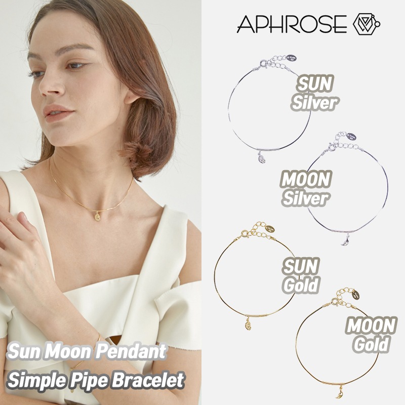 Sun Moon Pendant Simple Pipe Bracelet 韓国ファッション 正規品 7,410円