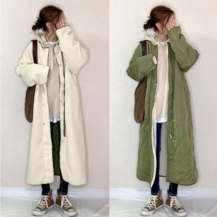 コート ロングコート レディース ボアコート キルティングコート 両面着 コート ロング丈 両面