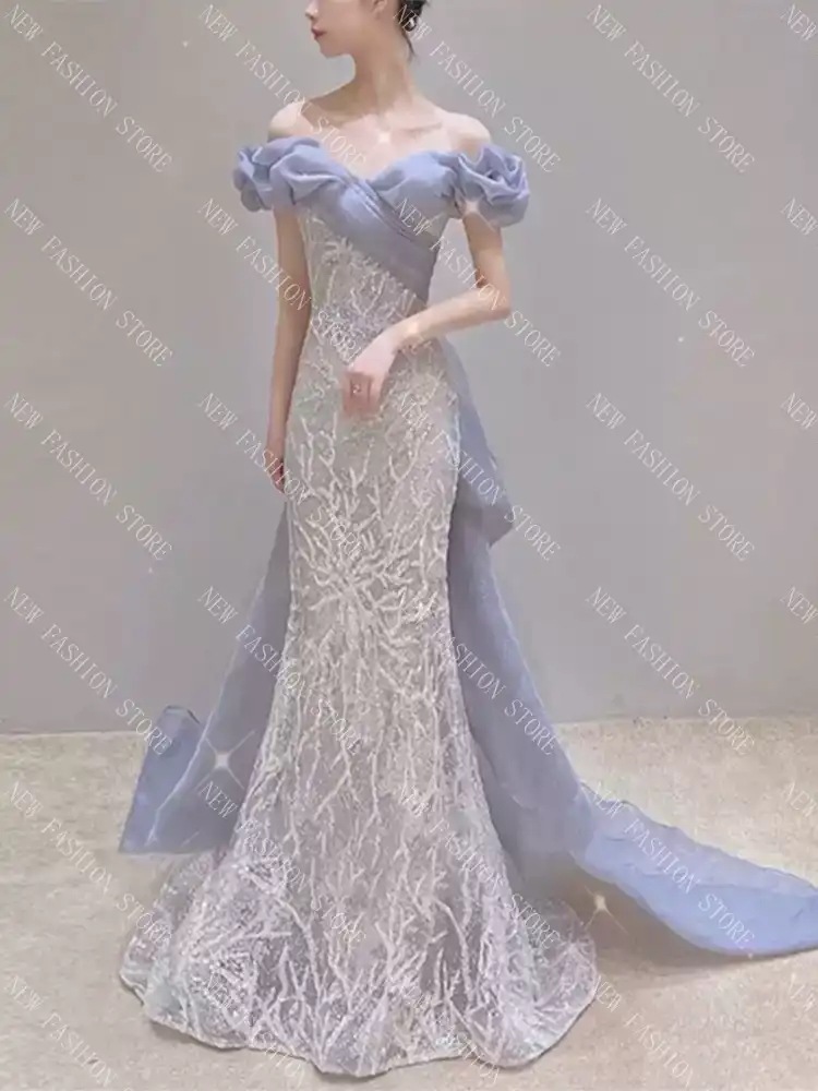 ショルダーレスのイブニングドレス-72