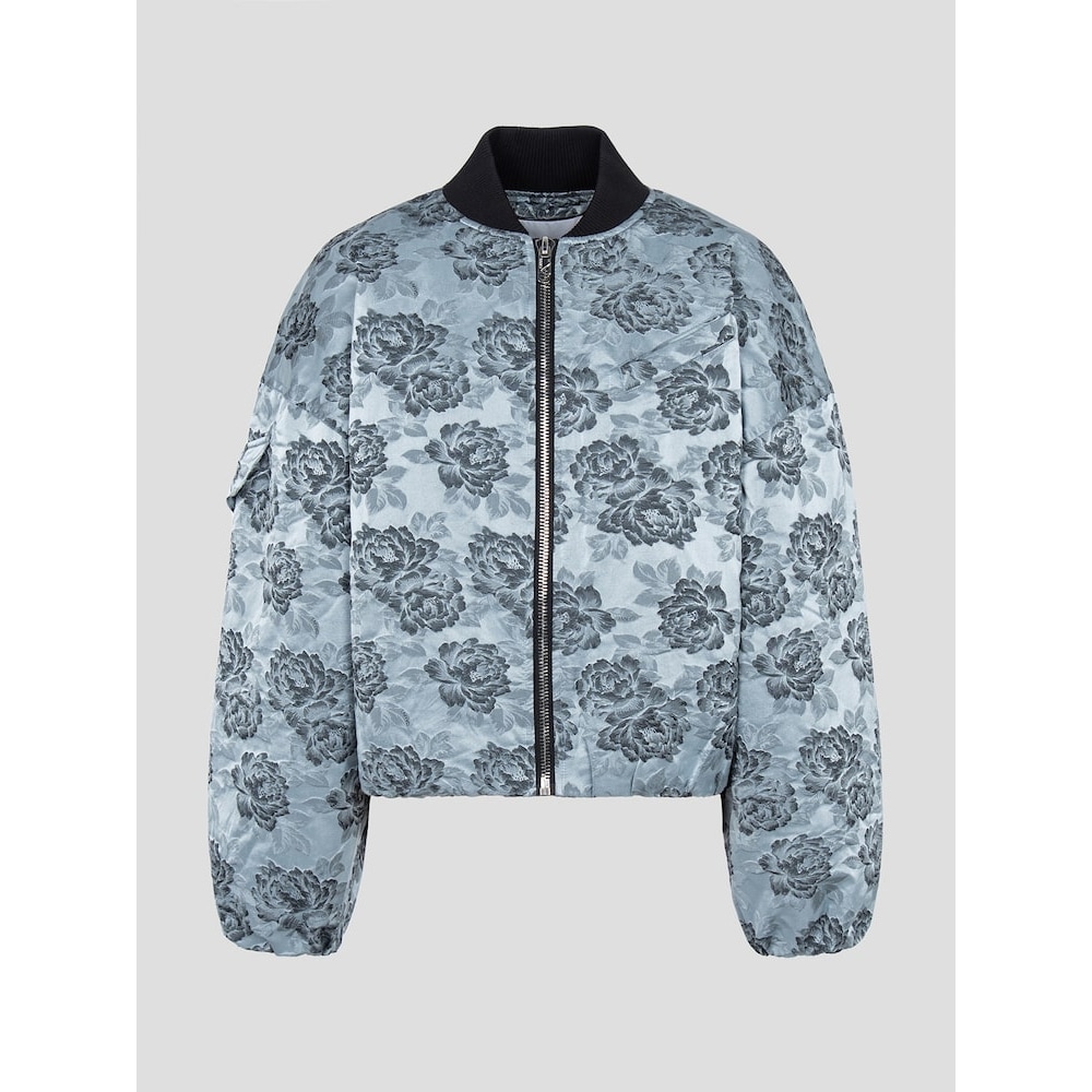 GANNI ボタニカルジャカードショートボンバージャケット-スカイブルー QN5139R01Q 58,080円
