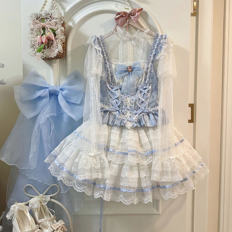 ロリータ 二点セット 2024新作 ロリータ キャミソール 洋服 メイド服 夏 コスプレ JSK