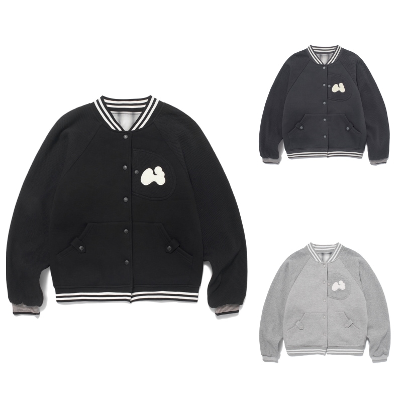 【HUGYOURSKIN】 PATCH VARSITY JACKET : 2COLORS