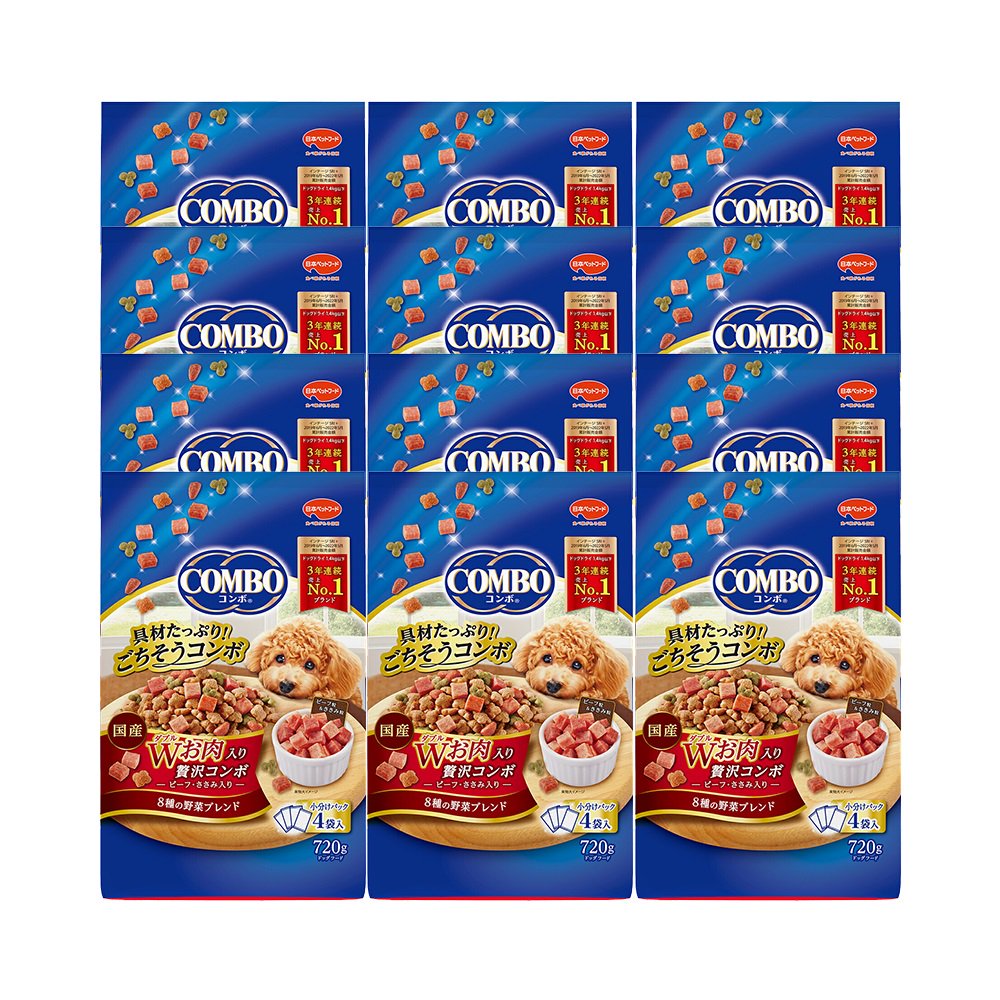 ドッグフード　コンボ　ドッグ　Ｗお肉入り　７２０ｇ（１８０ｇX４袋）X１２個　ＣＲＣ45―05―35―35―00