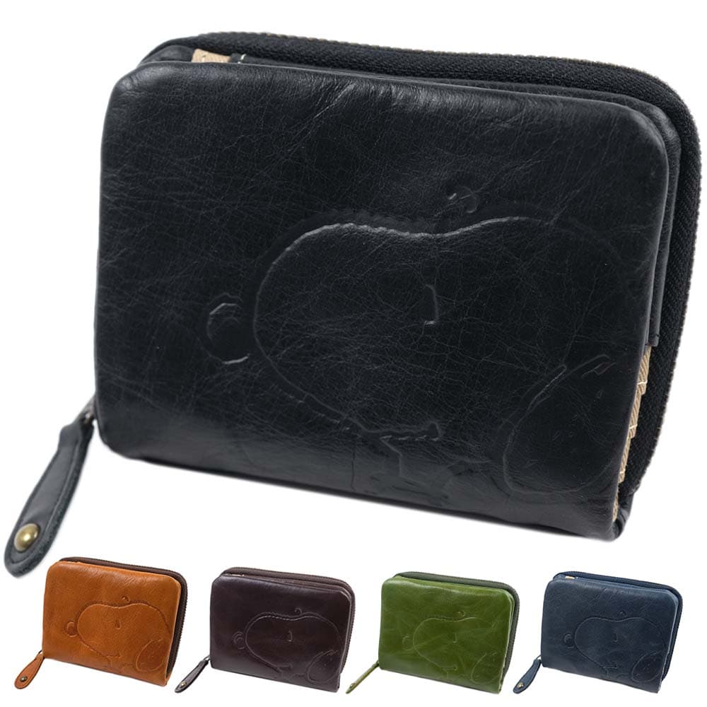 スヌーピー 二つ折り財布 財布 ウォレット 小銭入れ ラウンドファスナー レディース メンズ 牛革 本革 レザー ピーナッツ SNOOPY PEANUTS MOTHER SNOOPY-73165