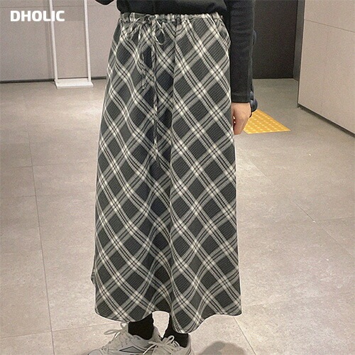 [メガ割りSALE]チェックドロストAラインスカート