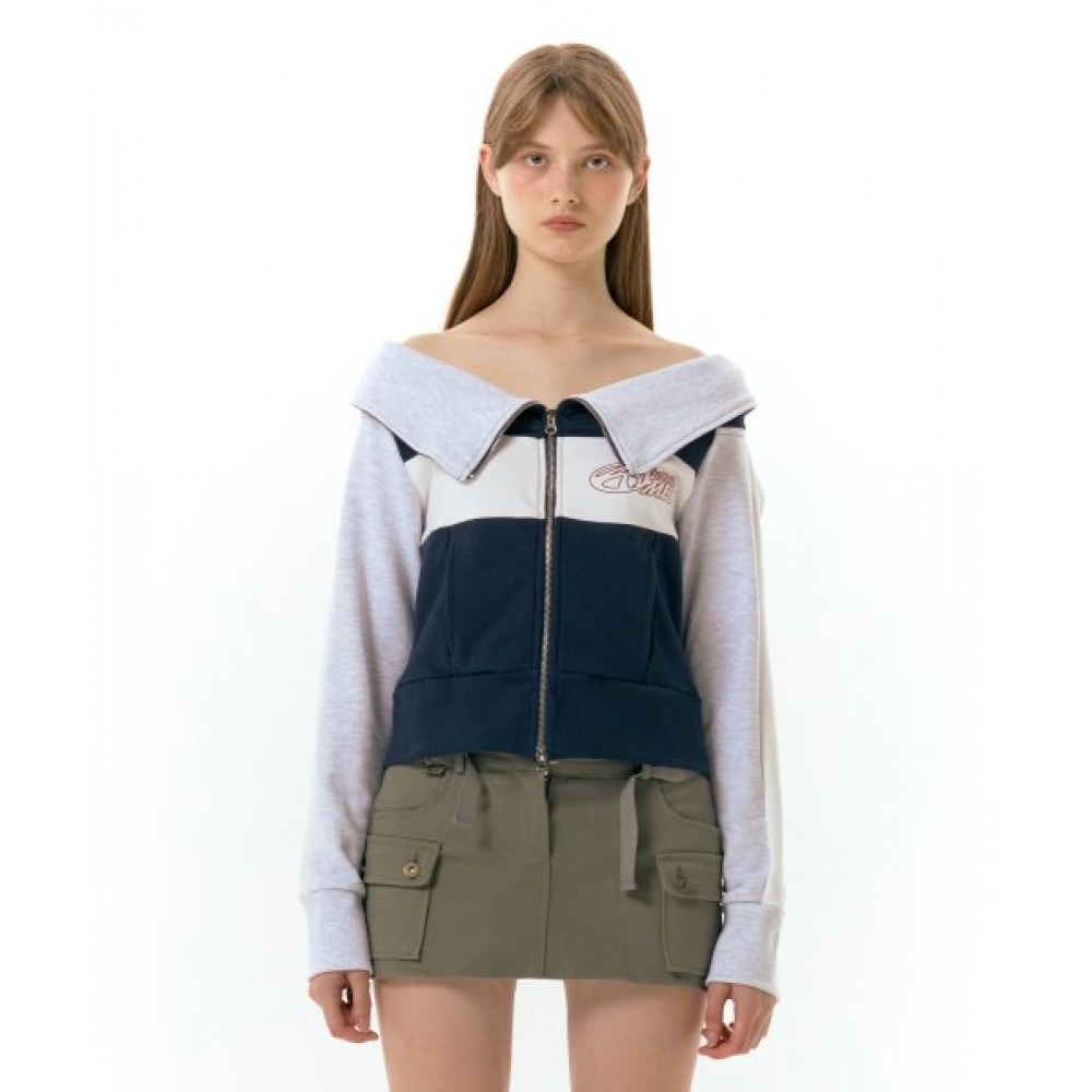 AMES ワールドワイドオフショルダージップアップネイビー