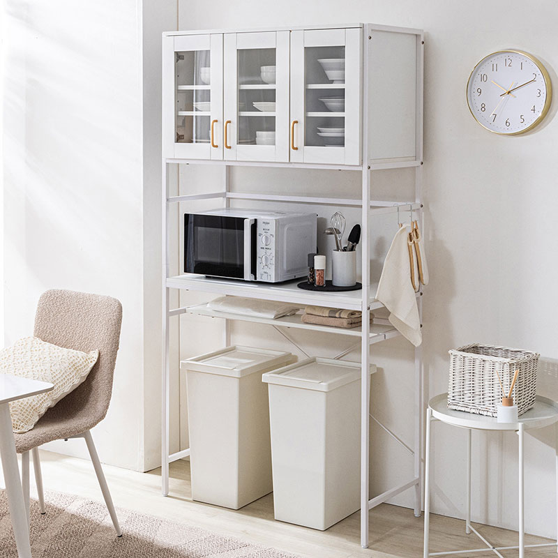 ゴミ箱上ラック ゴミ箱ラック 幅94cm レンジ台 キッチン収納 おしゃれ 北欧風 キッチンキャビネット レンジボード スチールラック ラック スリム キッチン