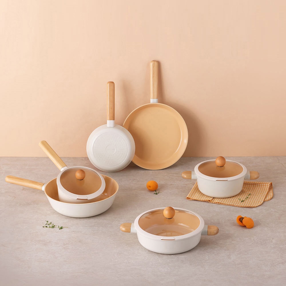 Breeze IH対応フライパン＆ポット (18cm, 20cm, 24cm, 28cm) PFASフリー ベージュ