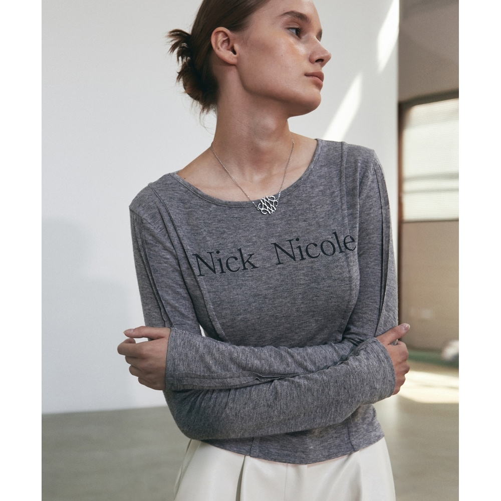 ニック&ニコールニックピンタックライン LS トップ_グレー