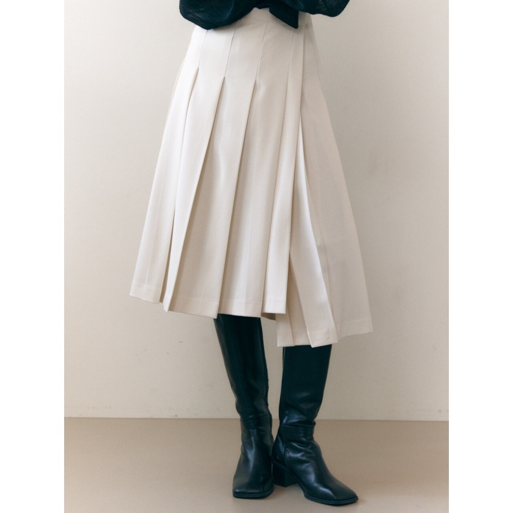 ファブリコロジーベーシックラッププリーツスカート 2color
