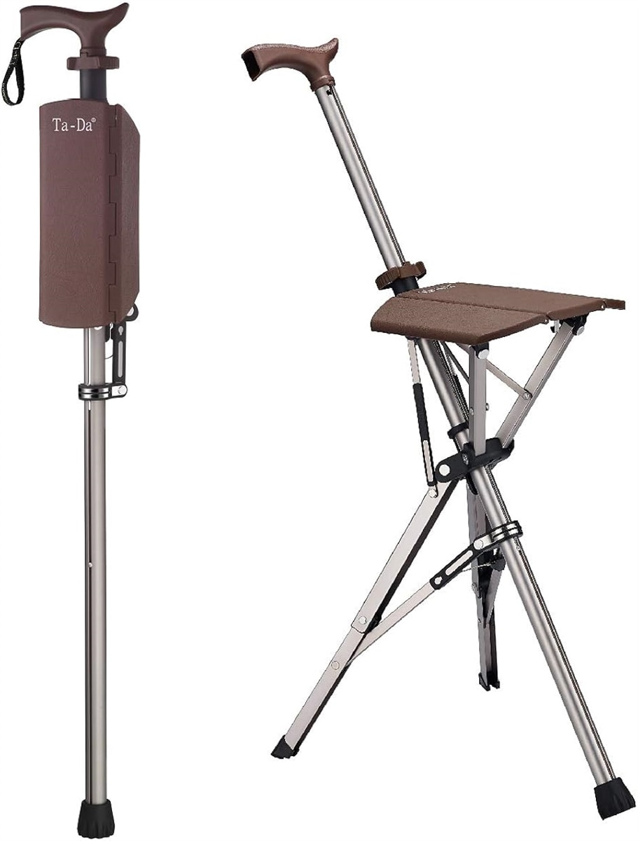 Chair ターダチェア ステッキチェア 杖椅子 椅子になる杖 一脚杖 (ブラウン 杖の長さ：85cm)