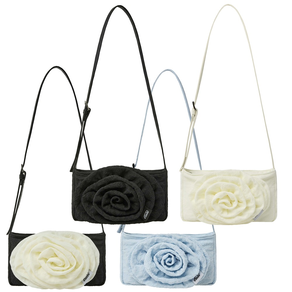 コサージュ フラットバッグ ブラック アイボリー スカイブルー (4カラー)