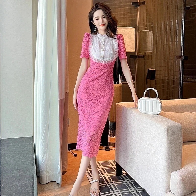 新款 夏 レース ワンピース ロング パーティードレス キャバ 着痩せ 大人 同窓会 披露宴 卒業式 結婚式 演奏会 ウェディング 二次会 発表会