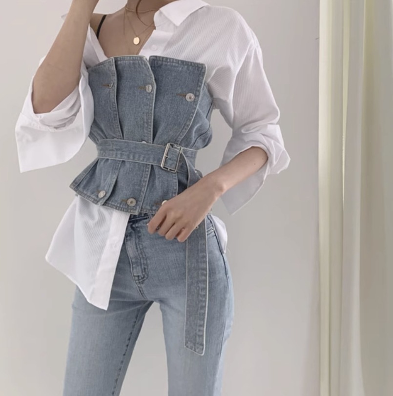 トップス デート モテアイテム シャツ ベアトップ レイヤード コットン 大人可愛い きれいめ 上品 おしゃれ かっこいい 大人可愛い ラブリー キュート ガーリー クール モード系 セクシー