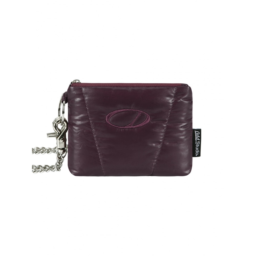 ODD STUDIO オッドシグネチャー光沢パッド入りミニチェーンバッグバーガンディ