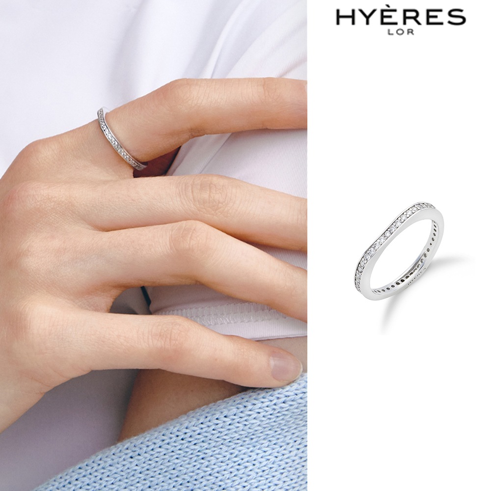 [HYERES LOR] H Heart Pave SV(W) Side Point Ring