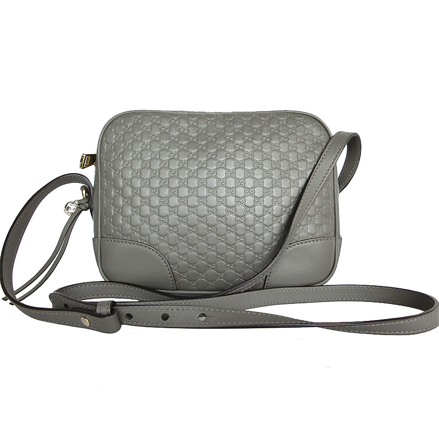 グッチ GUCCI 斜め掛けショルダーバッグ マイクログッチシマ レザー グレー ゴールド レディース 449413 s0410a