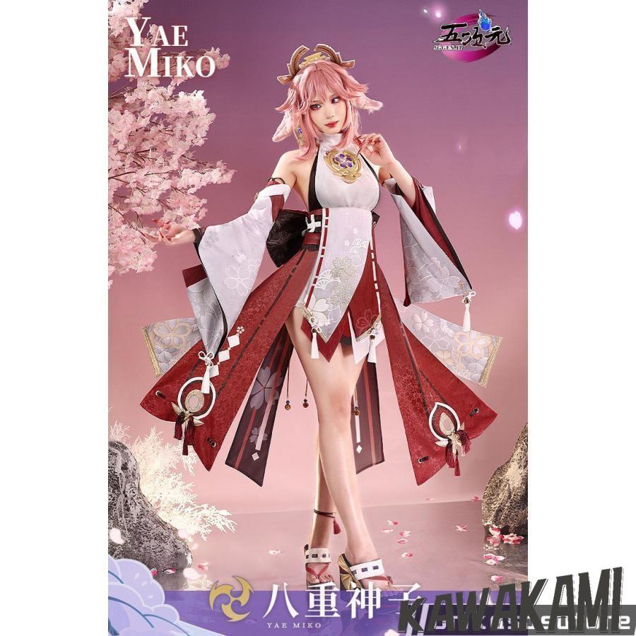 【2026新作-1010】三分妄想　原神　コスプレ　八重神子　やえみこ　衣装　リニューアルVer　 いしょう ウィッグ　靴　武器　1275