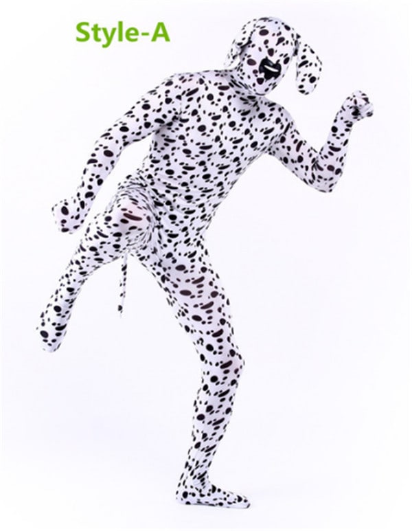 スパンデックス ゼンタイ ダルメシアン 全身タイツ コスチューム ハ ロウィン コスプレ