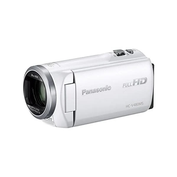 【中古】パナソニック HDビデオカメラ V480MS 32GB 高倍率90倍ズーム ホワイト HC-V480MS-W