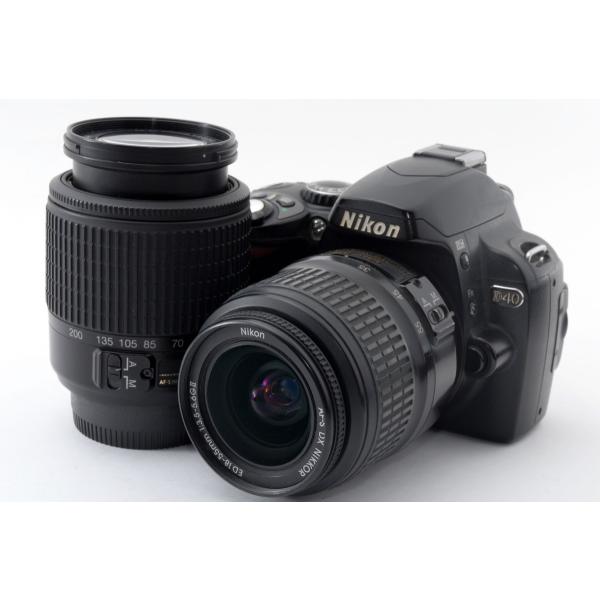 【中古】ニコン Nikon D40 ダブルズームセット ブラック 美品 SDカードストラップ付き 24,600円