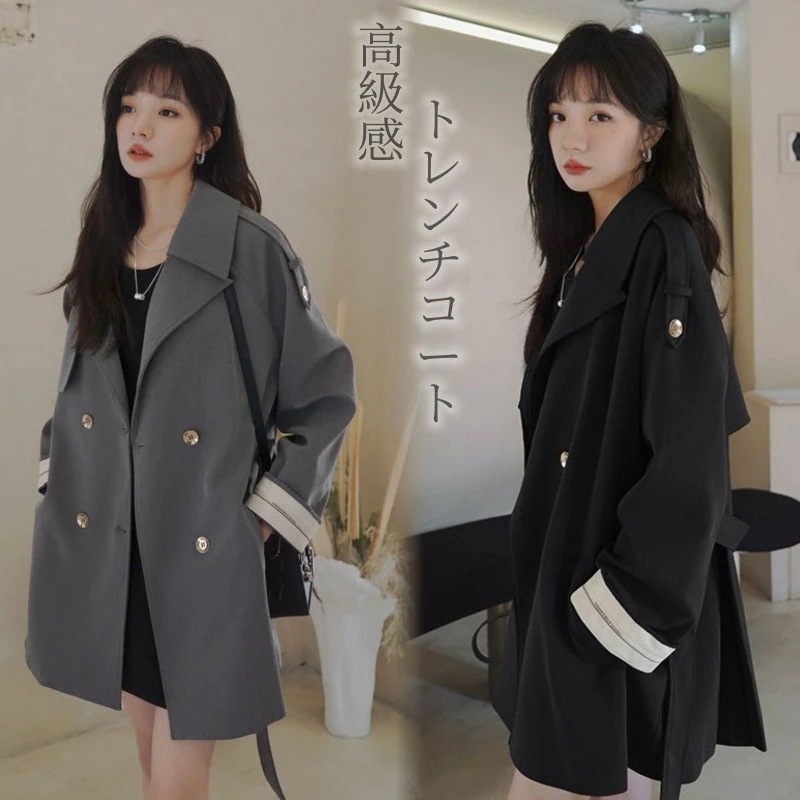 新作 秋アウター 高級感 トレンチコート レディース 韓国ファッション 百掛け長袖コート 気質百掛け ジャケット英伦風 20代 30代 40代 通勤