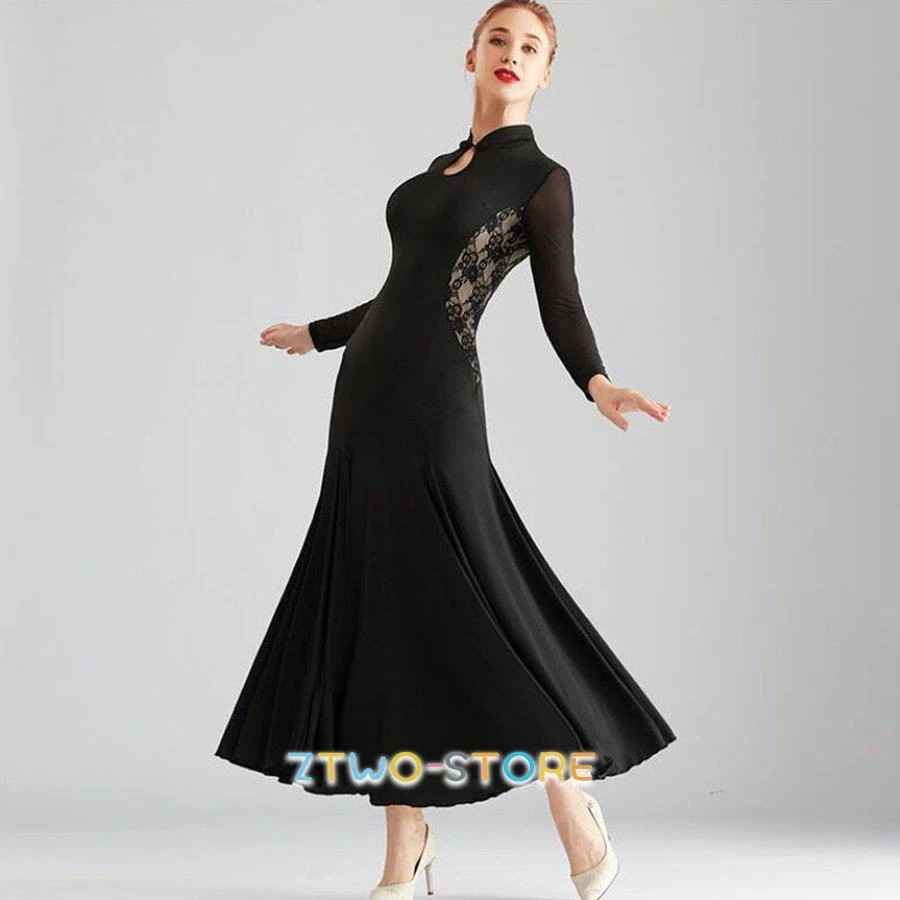 【急速出荷!】社交ダンス衣装 ワンピース モダンダンス　ワルツ専用ドレス レッスン着 ルンバ サンバ 練習競技着デモ用 セミオーダー可 全2色