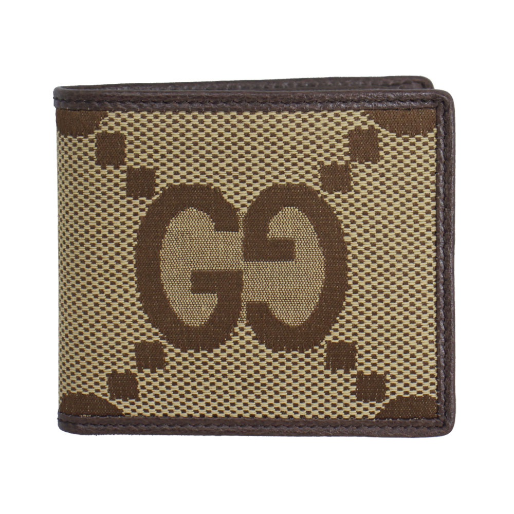 二つ折り札入れ メンズ 財布 ジャンボGGキャンバス ベージュ×ブラウン アウトレット 699308 UKMBG 2572
