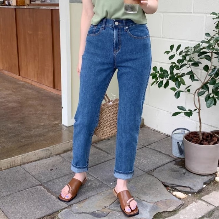 レディース パンツ ボトムス Gパン ストレートパンツ ロングパンツ ロング アンクル丈 フルレングス ストレート ファスナー ポケット 前開き アメカジ ブルーデニム カラーデニム ストレッチ