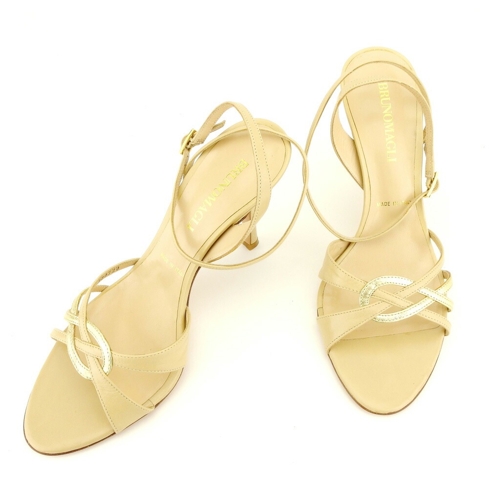 サンダル シューズ 靴 #38 ベージュ ゴールド 中古