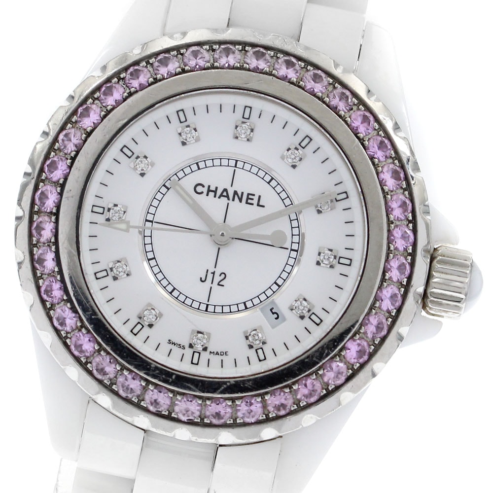 シャネル CHANEL H2010 J12 ピンクサファイアベゼル 12Pダイヤ クォーツ レディース _894676【中古】 225,450円