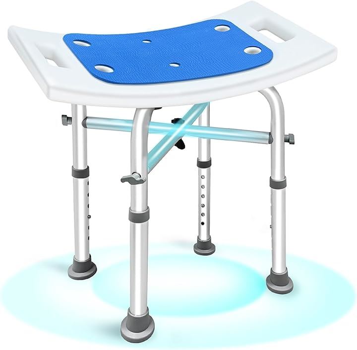 シャワーチェア 強化版介護用品 風呂椅子 浴室 軽量 丈夫 アルミ合金フレーム 6段階高さ調節可能 耐荷重220KG 日本語説明書付き(ホワイト, 43x26x39cm)