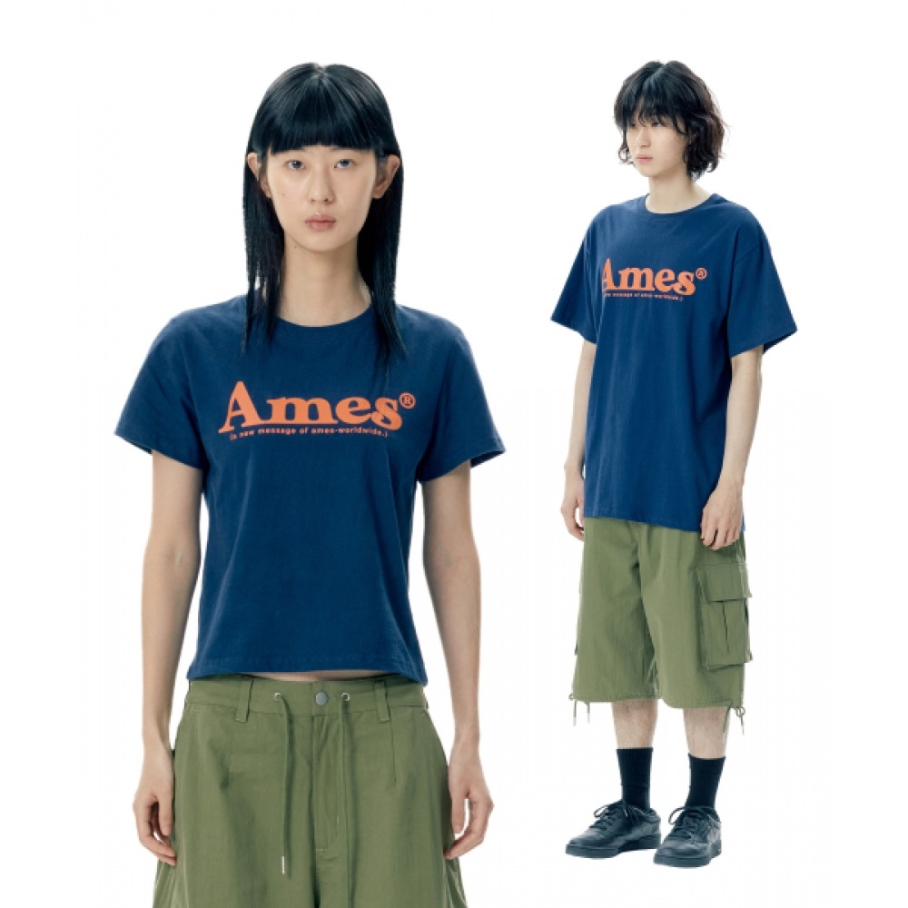 エイムズワールドワイドベーシックロゴ T シャツネイビー (AM2EMUT510A)