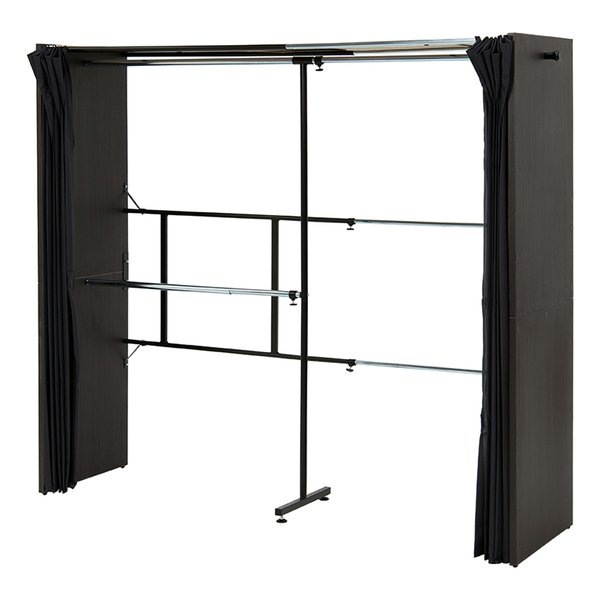 伸縮クローゼット ダークブラウン 棚なし 洗えるカーテン付き VR-7242DBRチェスト