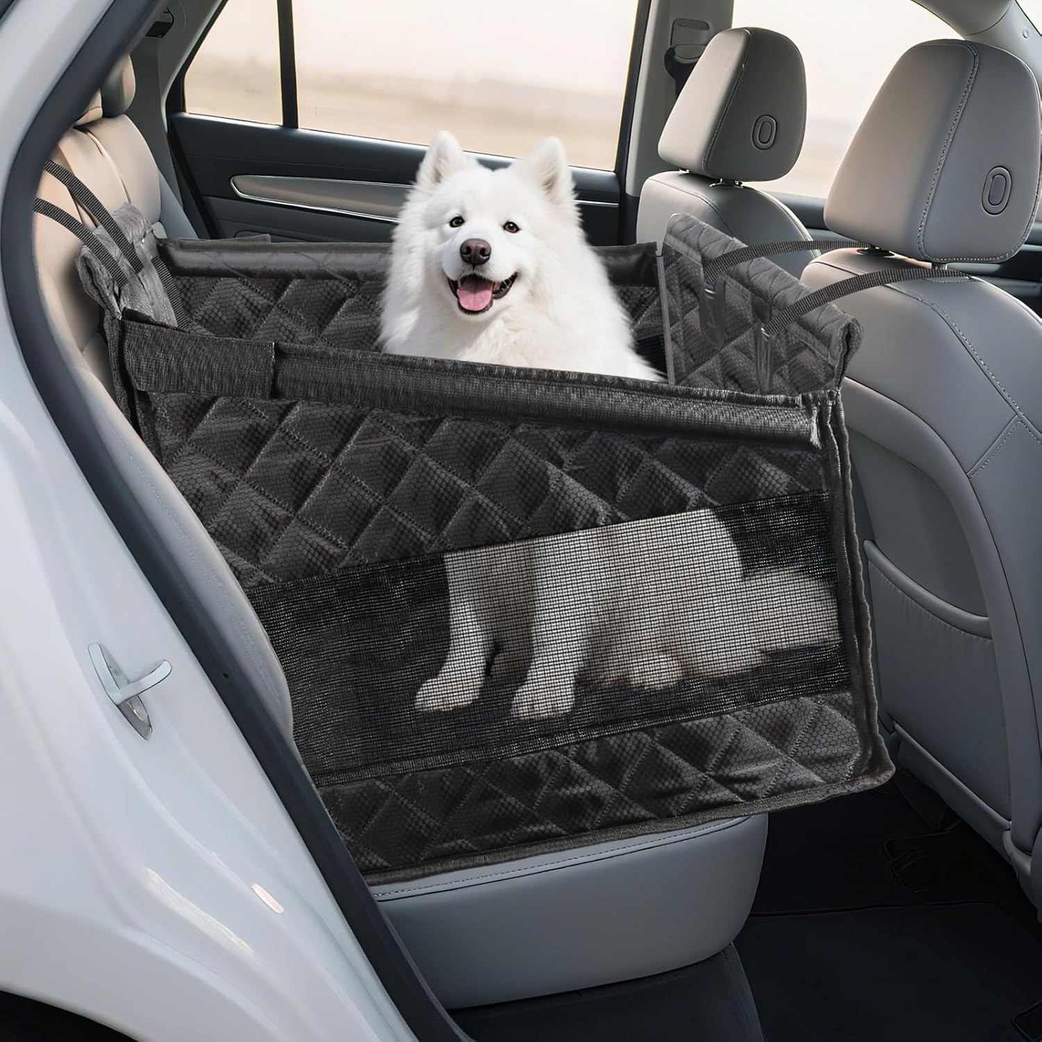 ペット用ドライブシート 後部座席用 大型犬用 底板入り 型崩れしにくく折り畳み可能 滑り止め 汚れ防止 収納便利 全車種対応 サイズ73×60×55cm