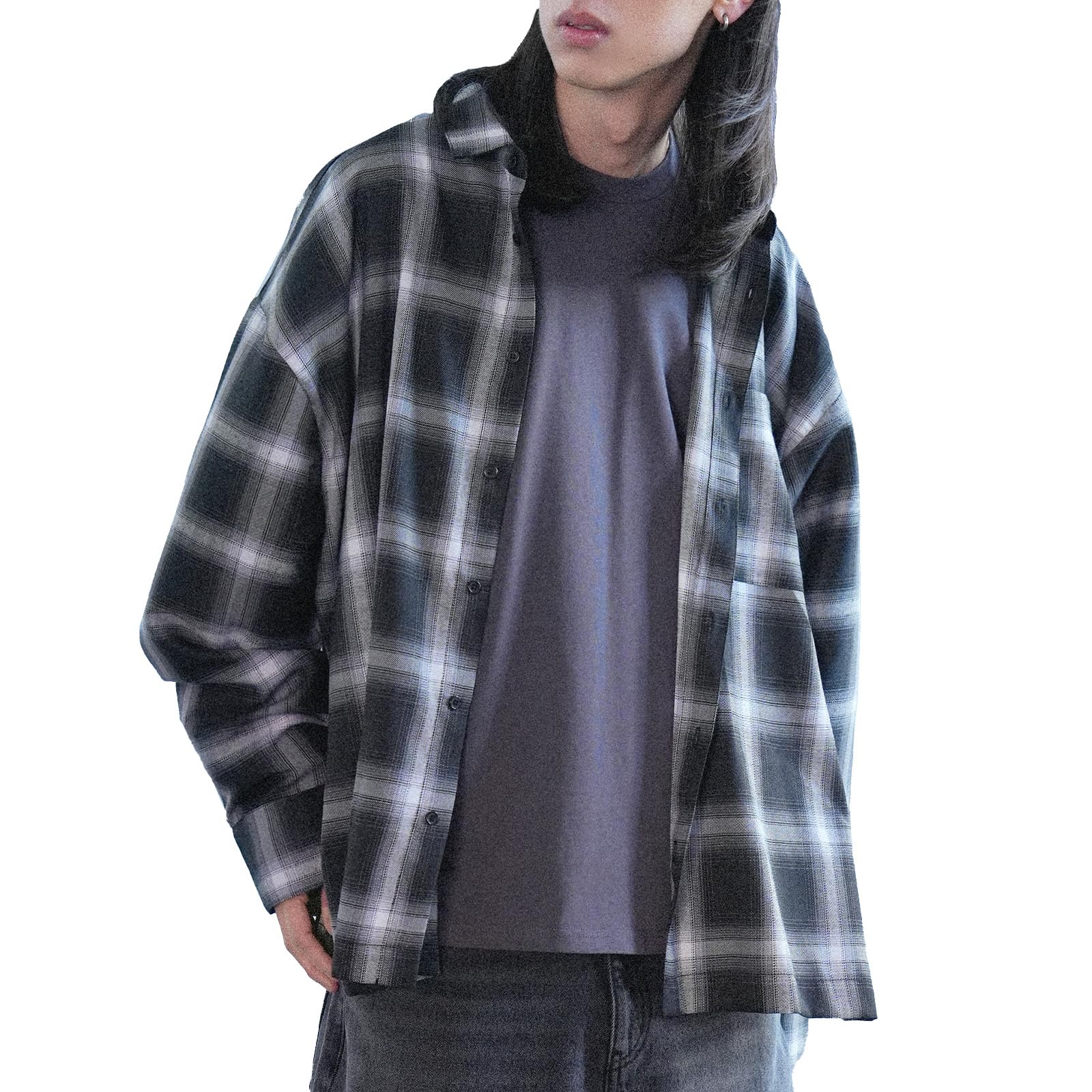 [nOrLABEL] オシャレウォーカー【MDRオンブレチェックシャツ】チェックシャツ オーバーサイズ トップス ネルシャツ メンズ チェック 長袖 カジュアル シャツ 春 秋 冬 ゆったり ビッグ