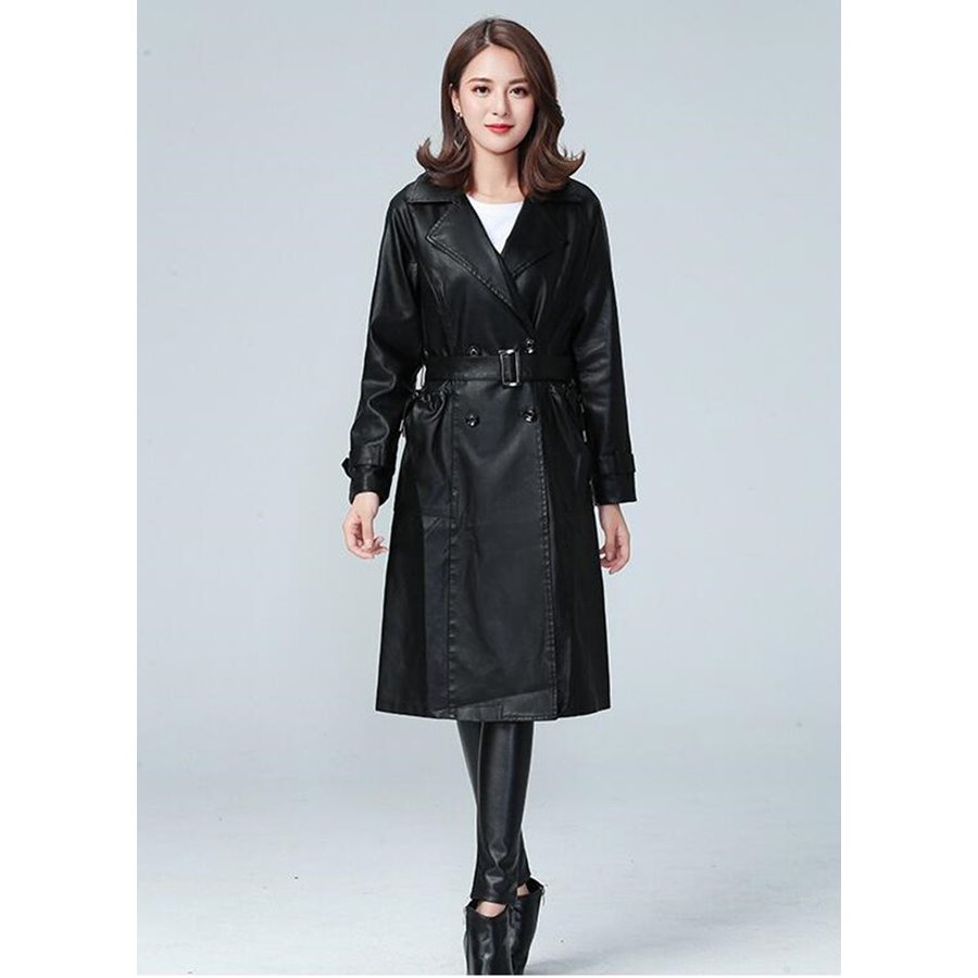 PUジャケット レディース　革ジャケット　ロングジャケット　フェイクレザー　バイクジャケット　防風防