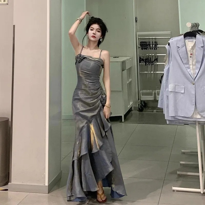 プリンセス マーメイド ドレス 結婚式 宴会 成人式 デイリー パーティー ブルー マーメイド サスペンダー イブニング ドレス スカート 4,707円