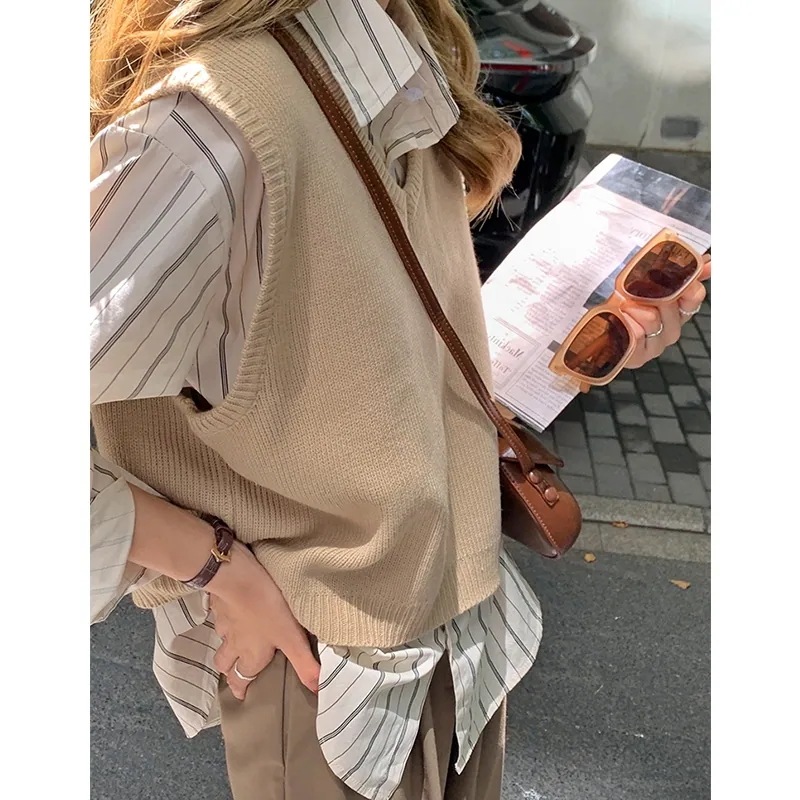 【セット】 トップス シャツ ニット ベスト 長袖 襟付き 前開き ボタン かわいい 大人可愛い きれいめ シンプル カジュアル 上品 おしゃれ こなれ感 ガーリー 主役級 存在感 ラブリー キュート