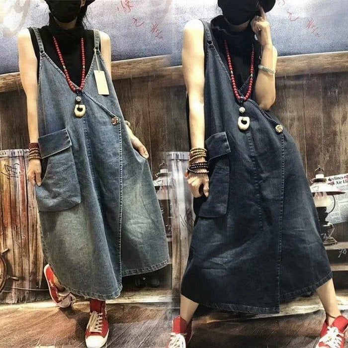 【1つ買うと10つ無料】デニム ワンピース ジャンパースカート カシュクール マタニティ 授乳服 ロングワンピース オールイ21