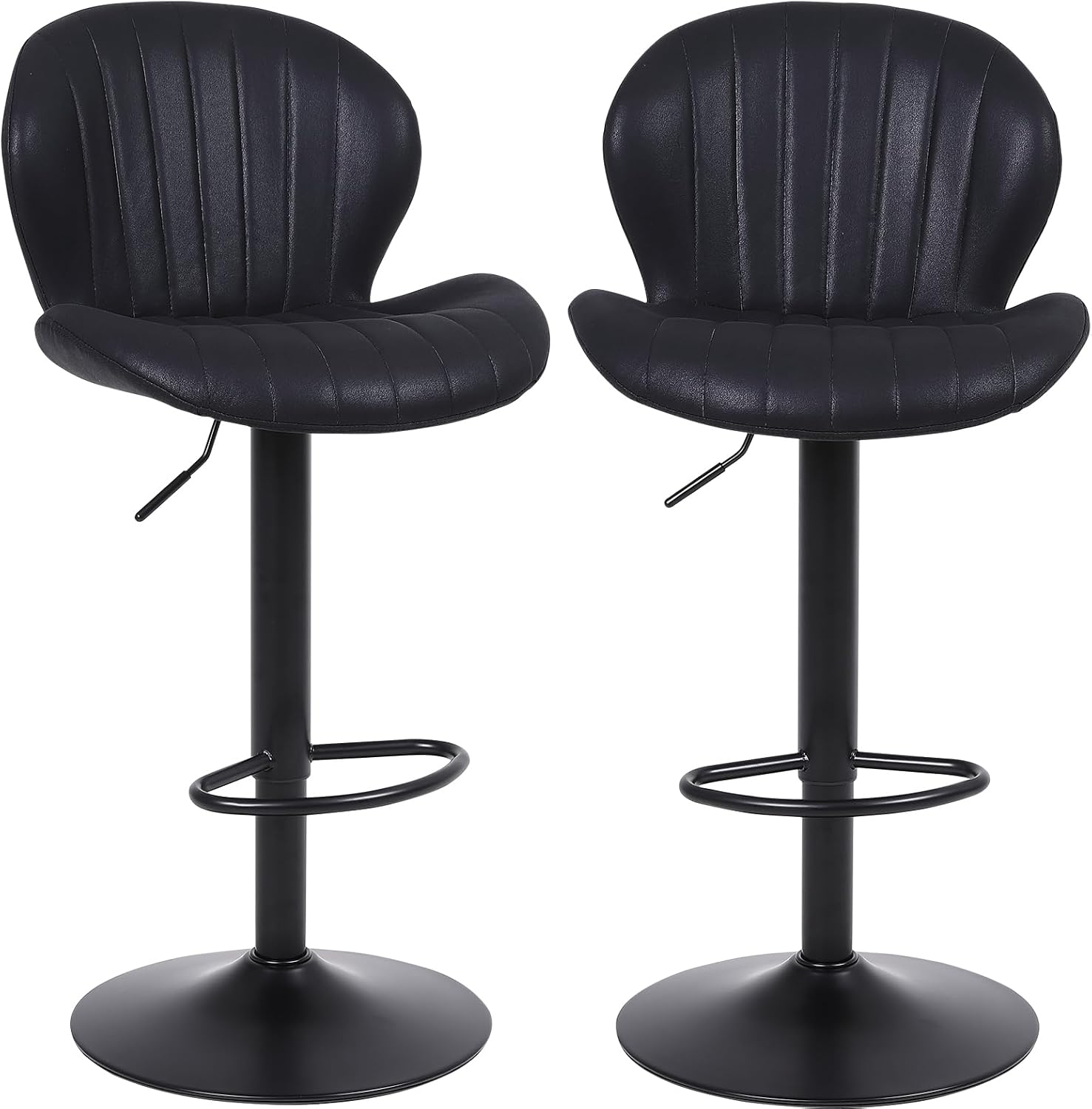 ralex-chair カウンターチェア 2脚セット 昇降式 回転バー椅子 スエード 足置き 背もたれ ハイチェア おしゃれ バーカウンターキッチン用 ブラック