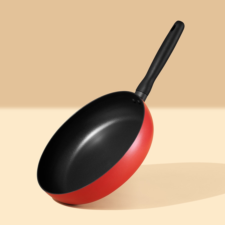 バウハウス IH IH対応 ノンスティックフライパン (28cm) 食器洗い機・オーブン対応 PFOAフリー レッド