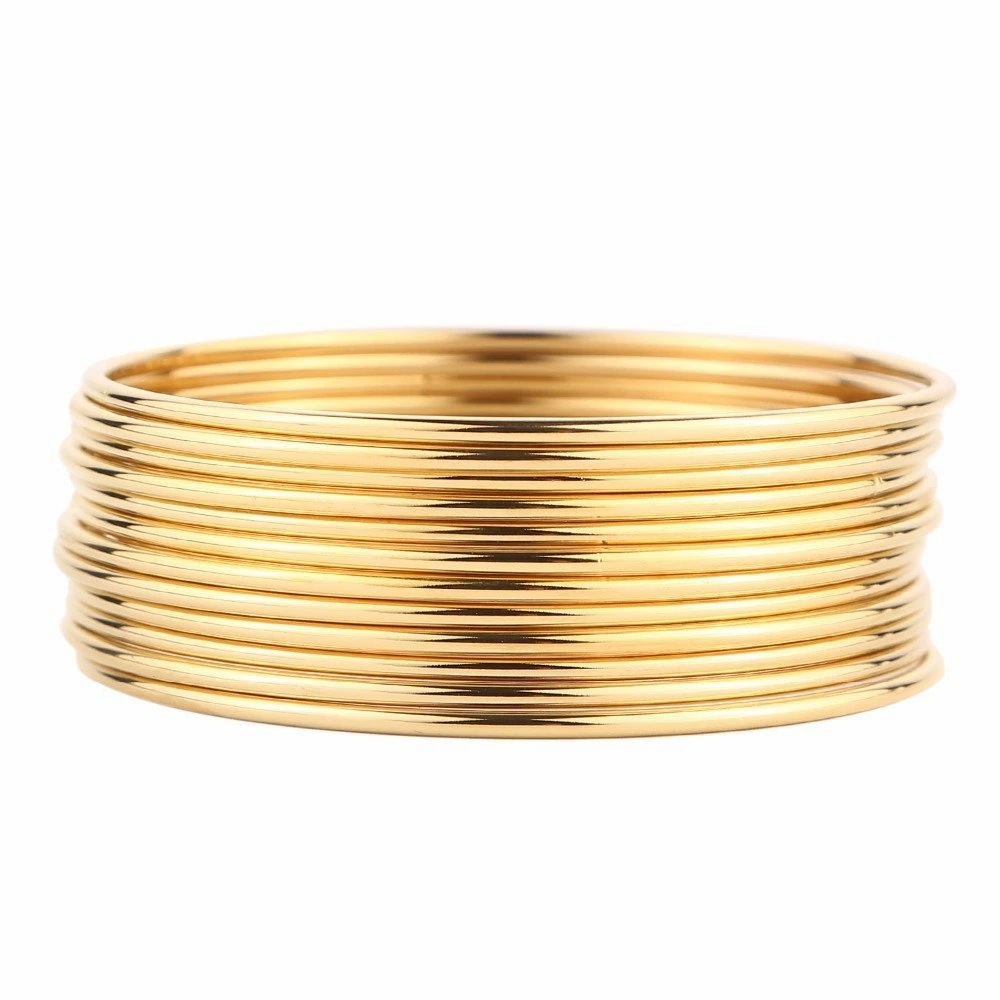 12連ゴールドリング ステンレス バングル シンプル 12個 アームレット 腕輪 メンズ レディース