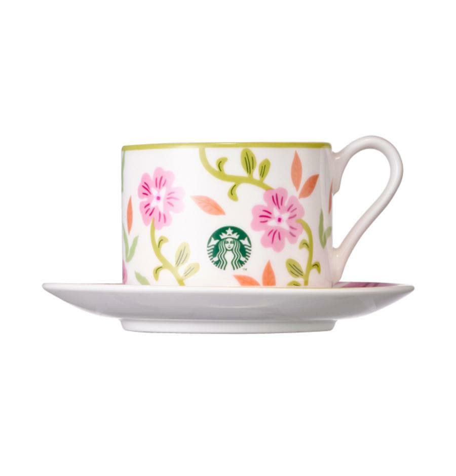 サンクス ピンク フラワー マグ & ソーサー 260ml 韓国スターバ グッズ