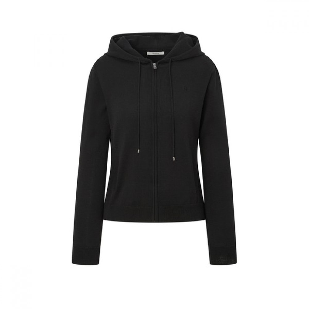 [ヘッジズレディース] 25SS フード付きウールブレンドジップアップカーディガンブラック HSSW5B202BK