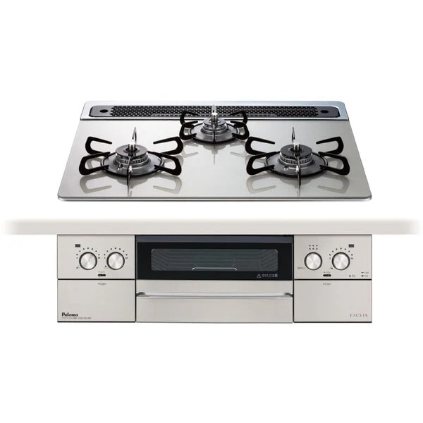 ビルトインガスコンロ 都市ガス用 3口 左右強火タイプ 幅60cm PD-893WS-60GH-13A シャインシルバー FACEIS GRAND (フェイシス グランド)