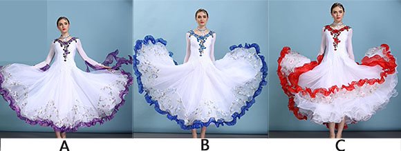 「高品質 社交ダンス専用」ダンス ドレス 優雅 演出服競技用 ワルツドレス 高級感 エレガント 人気