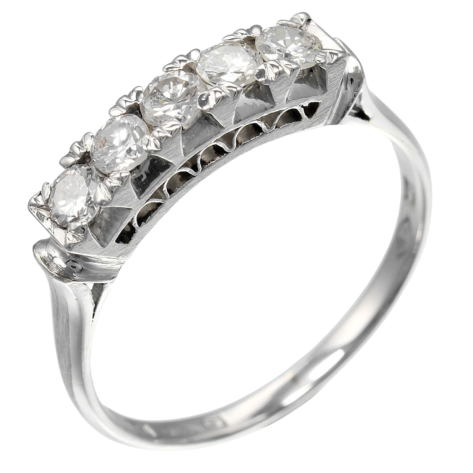 一文字 リング・指輪 Pt900プラチナ 5Pダイヤモンド 12号 約3.3g レディース 中古品 Aランク