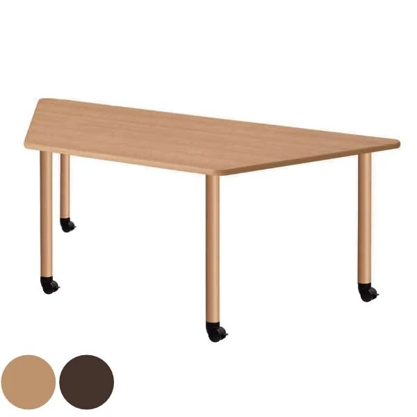 テーブル 幅180cm キャスター脚 台形 高さ調節 メラミン 施設 介護 オフィス