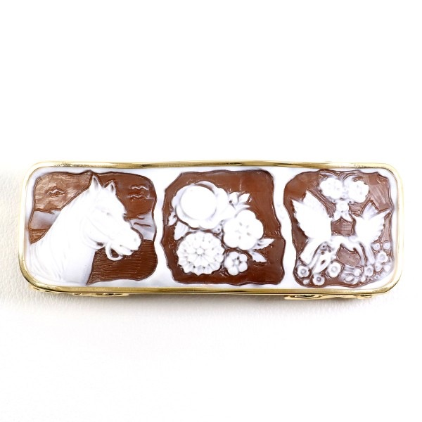K18 18金 YG イエローゴールド ブローチ シェルカメオ ジュエリー 中古